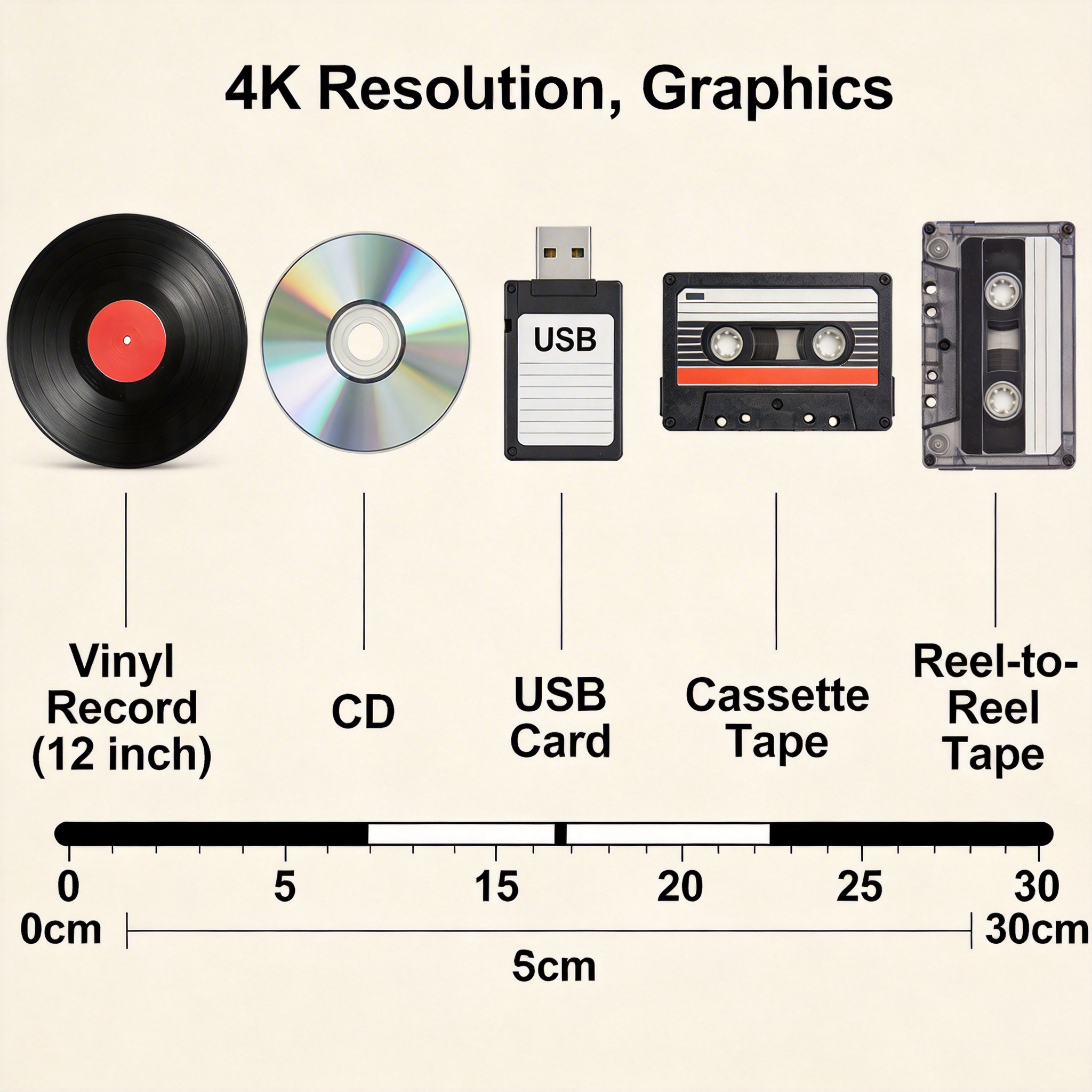 Size Comparison of Five Music Media Types