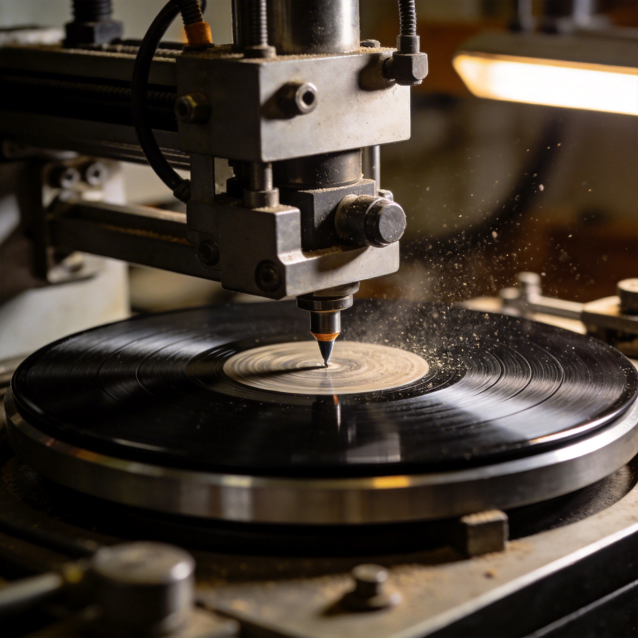 Vinyl record lacquer cutting process