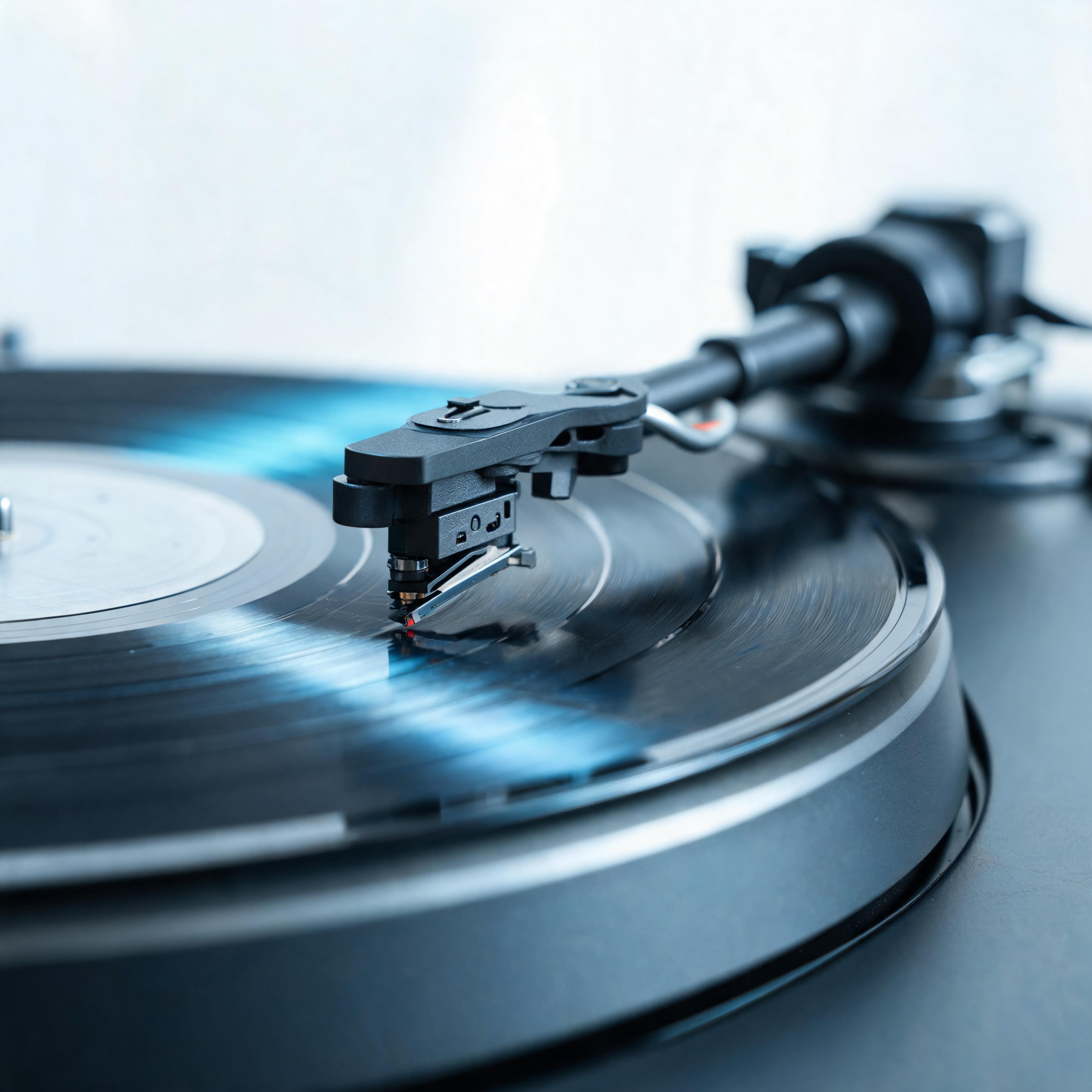 Gros plan sur le pressage vinyle