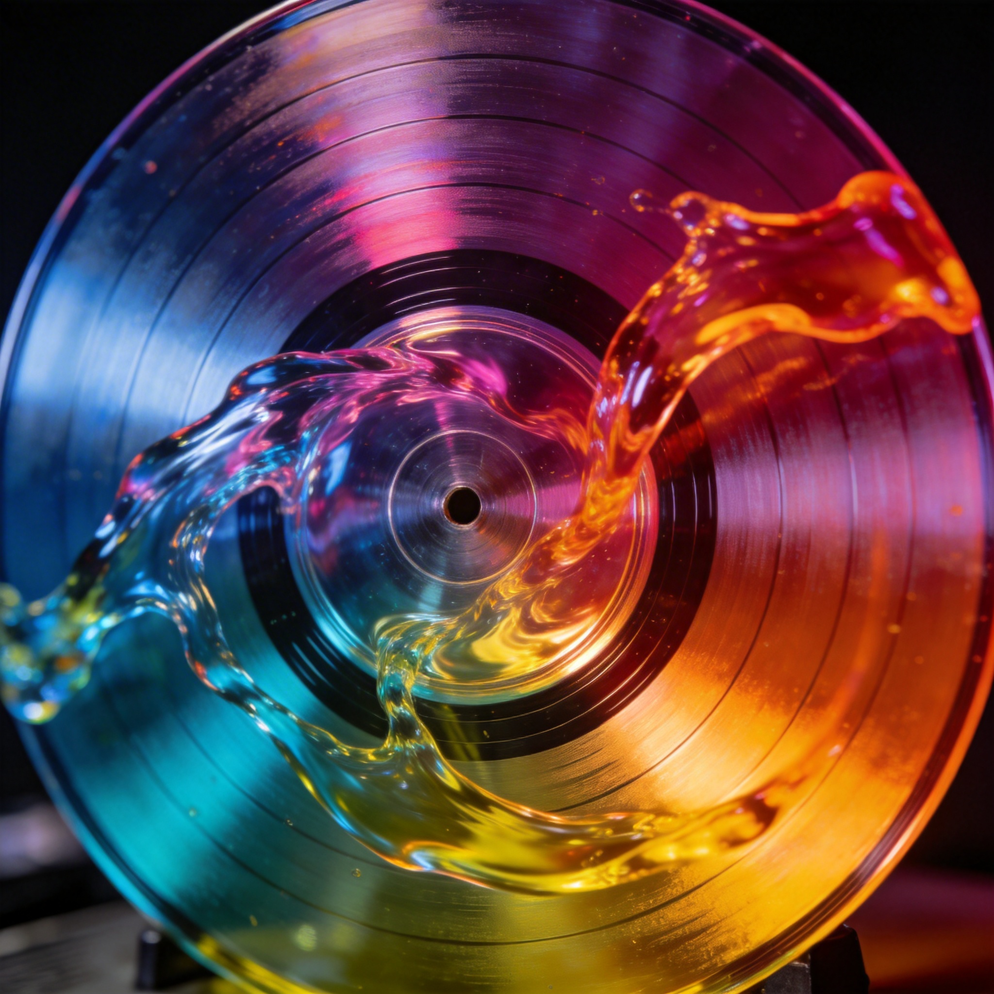 Liquid filled vinyl record with flowing effect