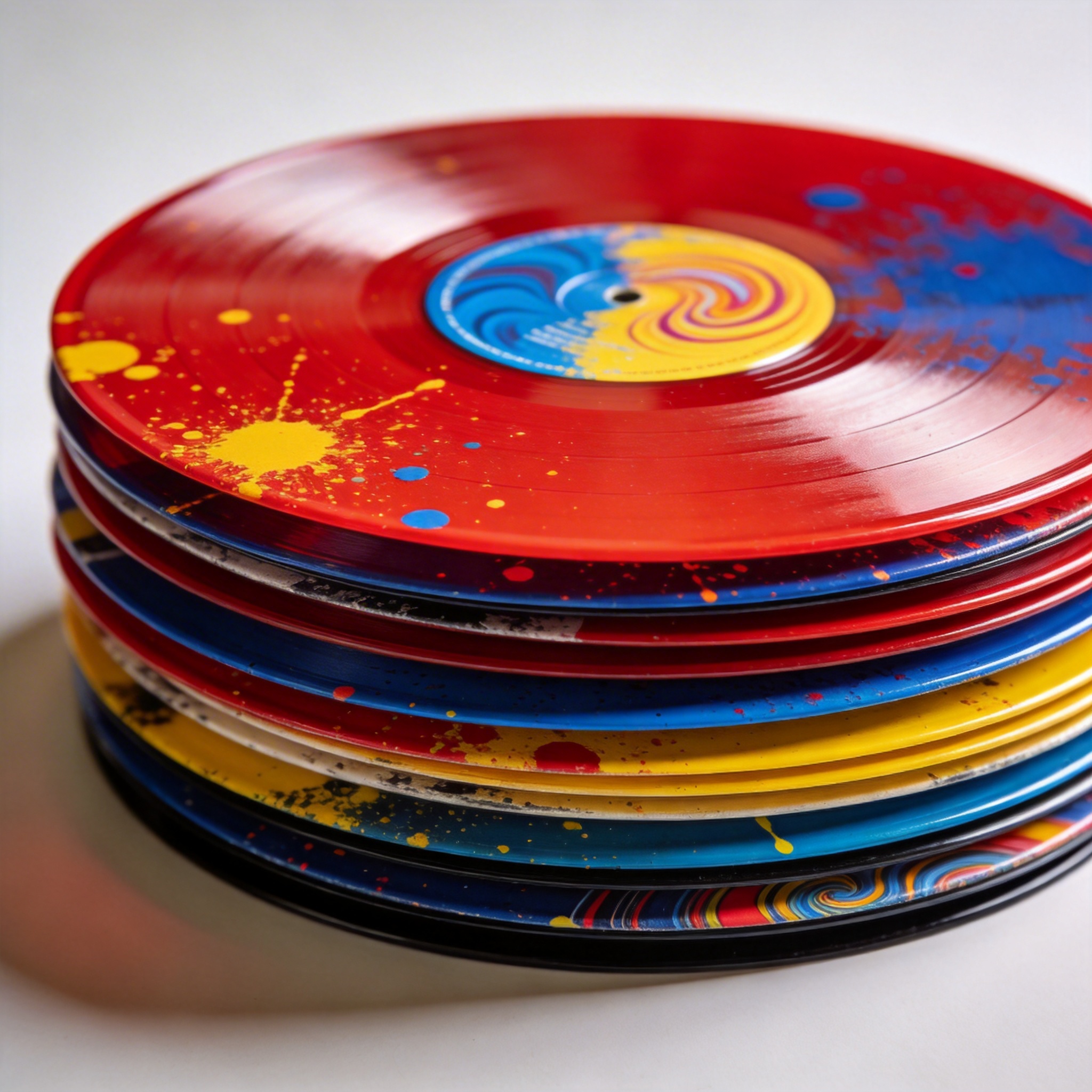 彩胶唱片成品堆叠展示